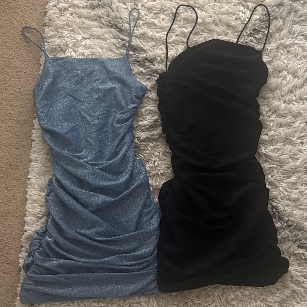 2 Glitter Party Dresses (black and blue)